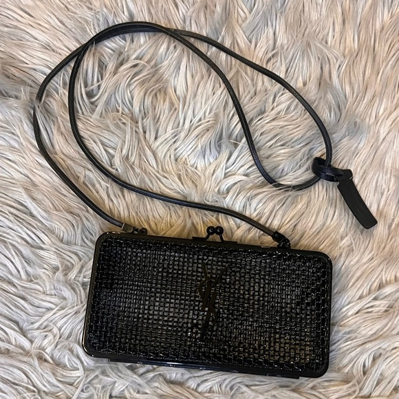 YSL Brass Lambskin Monogram Cassandre Cage Bag Black - Picture 1 of 11